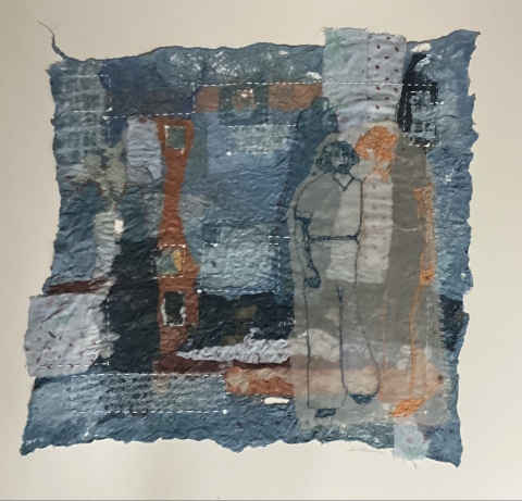 Joomchi/paper felting; thread drawing