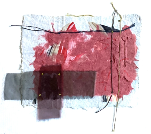 hand made papers, fabric, thread